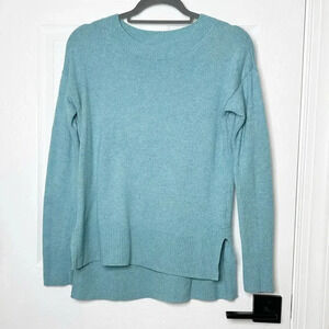 GAP XS Crazy Crew Neck Tunic Aqua Long‎ Sleeve Knit Sweater Wool Blend